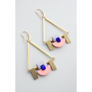 Gray, Pink, & Blue Art Deco Earrings