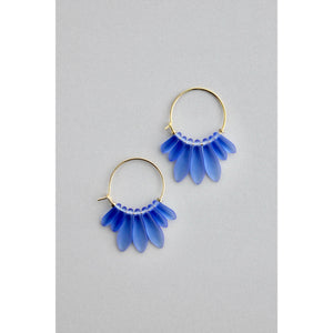 Blue Glass Hoop Earrings
