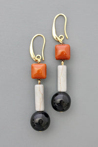Glass and magnesite drop earrings