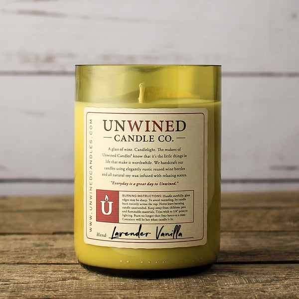 Unwined Candles - Lavender Vanilla Signature Series - Wine Bottle Candle