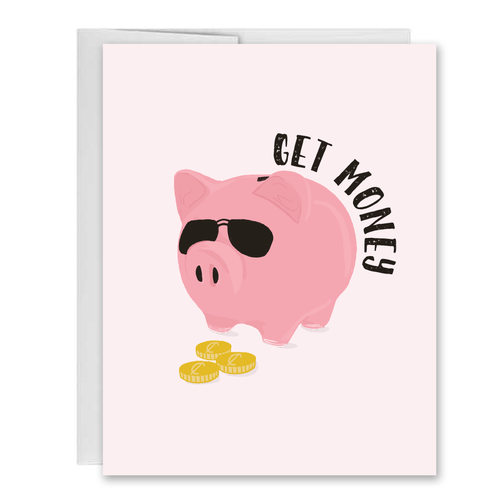 Get Money Piggy Bank Gift Card Greeting Card