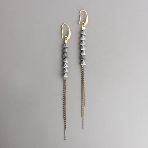 Hematite Chain Dangle Earrings