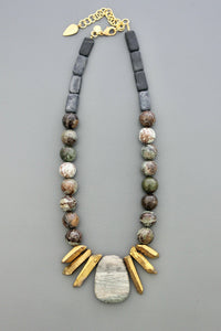 Turquoise and quartz necklace