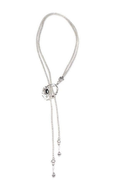 Pewter & Smokey Quartz Lariat Necklace