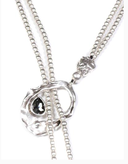 Pewter & Smokey Quartz Lariat Necklace