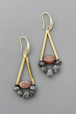 Serpentine and agate earrings