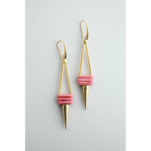 Pink & Brass Geometric Earrings