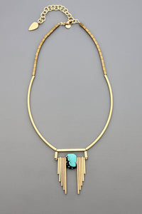 Turquoise and brass Art Deco necklace
