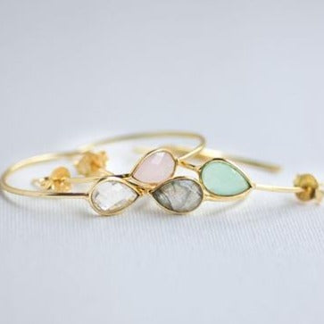 Small Hoop Single Gemstone Earrings