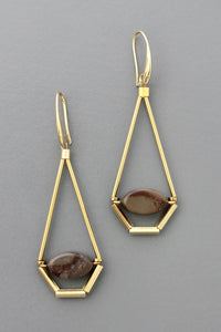 Geometric brown agate earrings