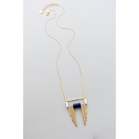 Vintage Navy Lucite Art Deco Chain Necklace