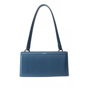 Abigail Clutch - Recycled Vegan Bag - Muted Blue Pleated