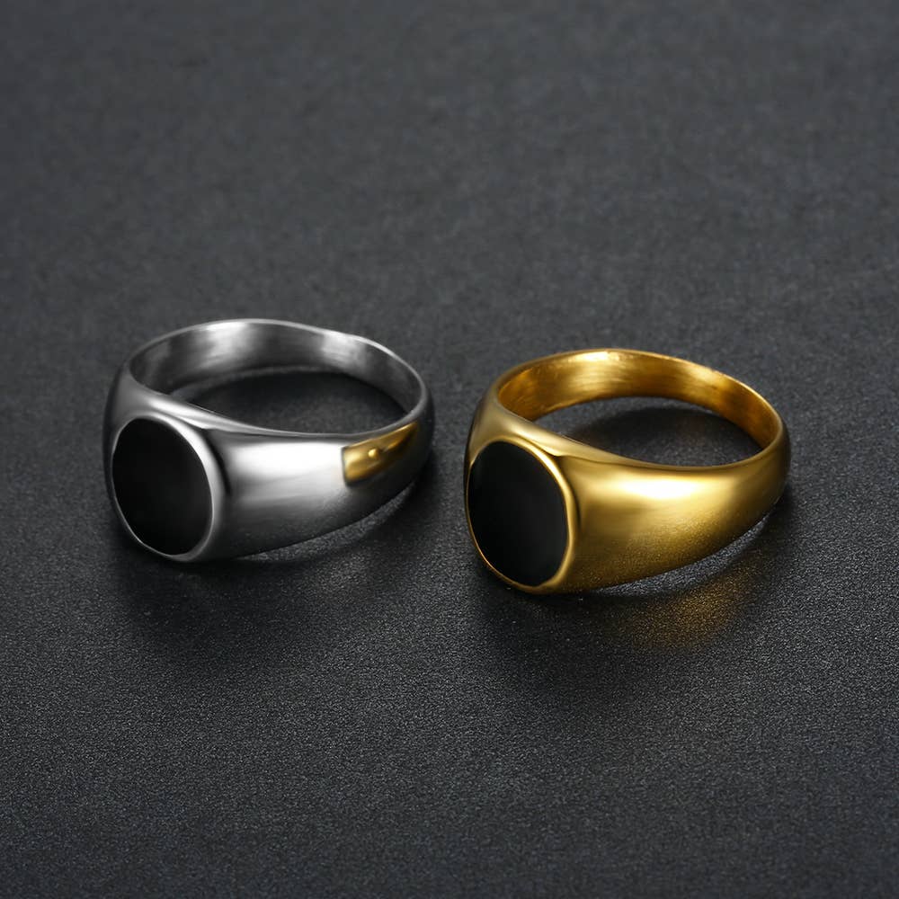 Oval Stainless Steel Signet Ring