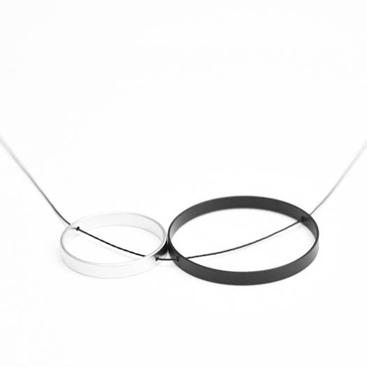 Duet Short Necklace - Black/Silver