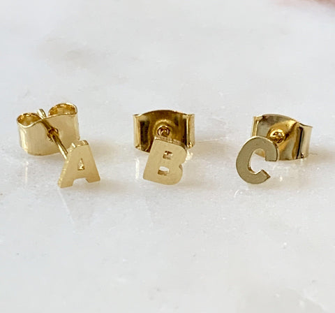 Mini Initial Stud Earrings - Revival Phl