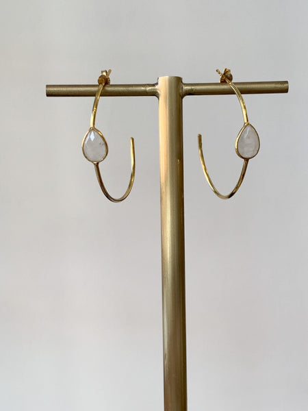 Small Hoop Single Gemstone Earrings - Revival Phl