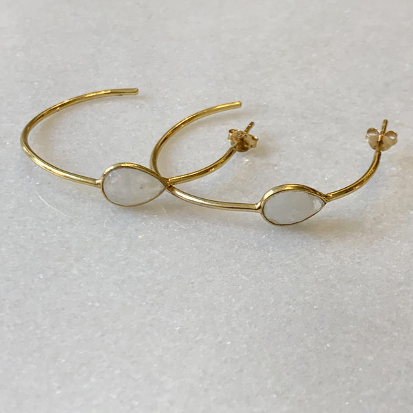 Small Hoop Single Gemstone Earrings - Revival Phl