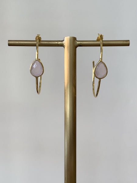 Small Hoop Single Gemstone Earrings - Revival Phl