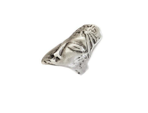 Pewter  Face Ring - Adjustable
